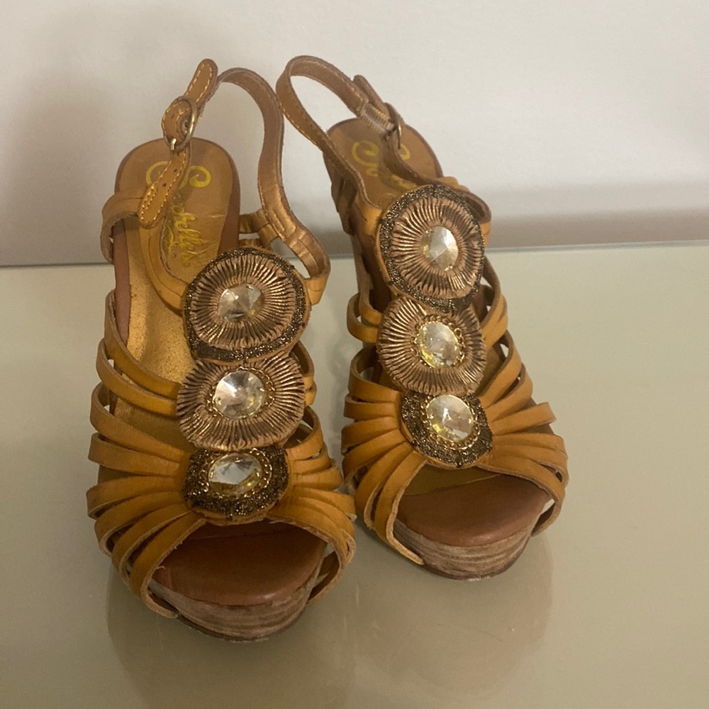 Seychelles mustard yellow wedges